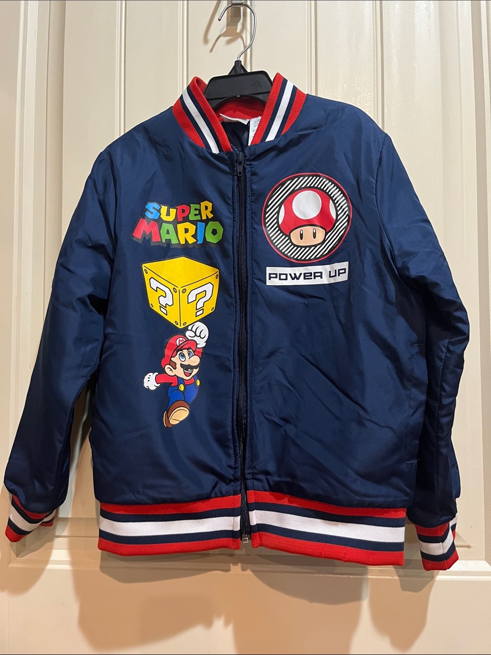 Super Mario Navy Blue Jacket size 8 Youth